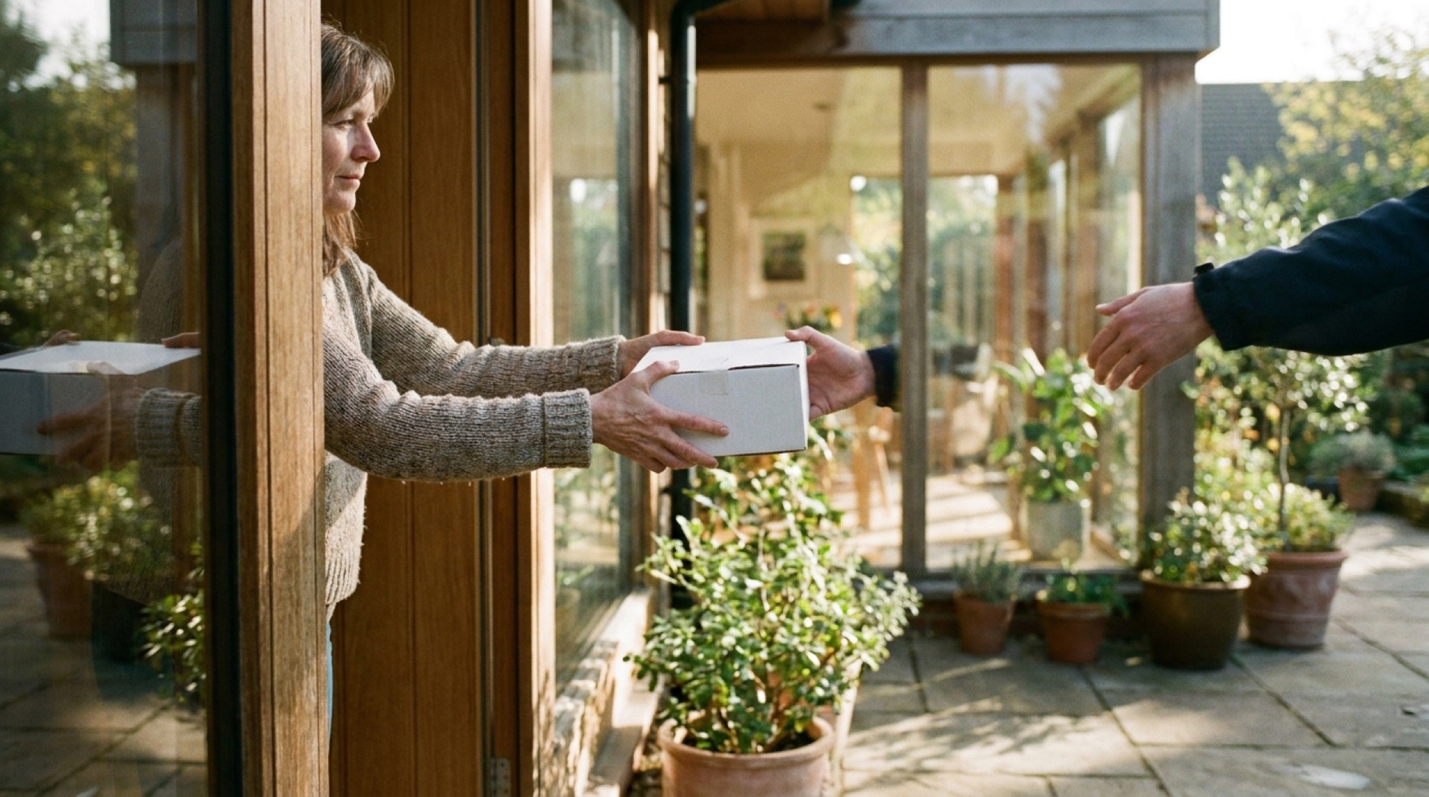 Discreet Medical Arts shipping package on a doorstep